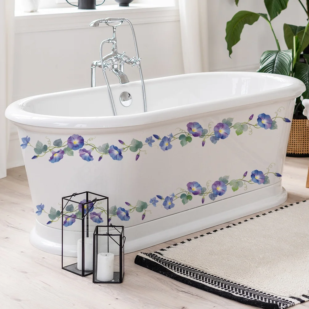 For Home Renovation 60*25cm Floral Wall Sticker Morning Glory Vine Vibrant Floral Design For Kitchen Backsplash
