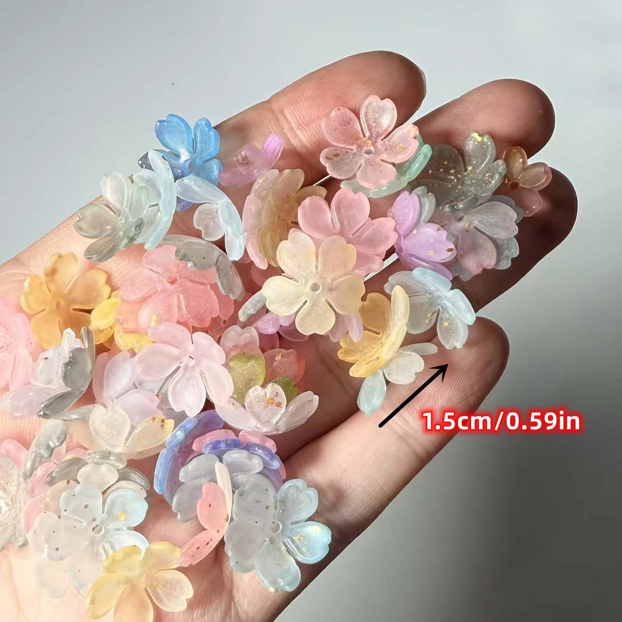 15mm 155pcs Peach Blossom Three-Dimensional Holes Sprinkled with Golden, Peach Blossom Scattered Beads for DIY Jewelry Making