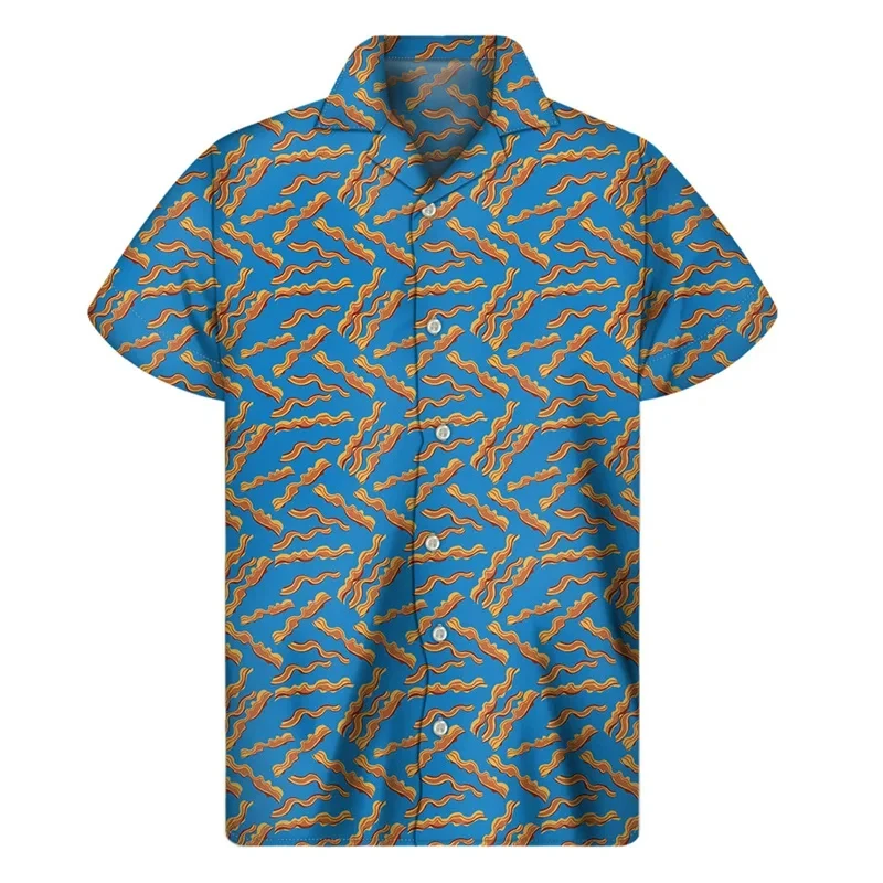 Mode Hawaii Hemden für Männer 3d Fleisch druck Sommerferien Party Shirt Blusen 2024 lässig Revers übergroße Männer Kleidung Camisa