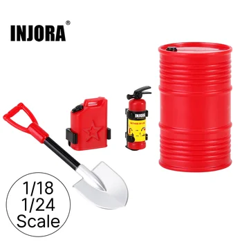 INJORA-extintor de incendios con decoración moldeada, pala para tanque de combustible, tambor de aceite para coche trepador de control remoto TRX4M SCX24 FCX24 Enduro24 1/18 1/24