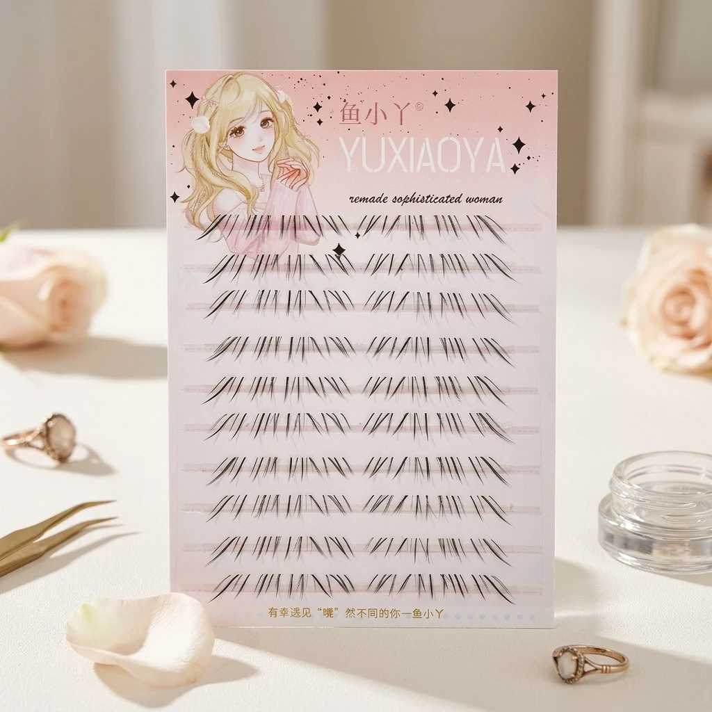 10 Rows Synthetic Fiber Lower Eyelashes Daily Makeup Natural C Curl Foxes Lashes Thin Band Glittery Eye Lash Eye Tail Elongated