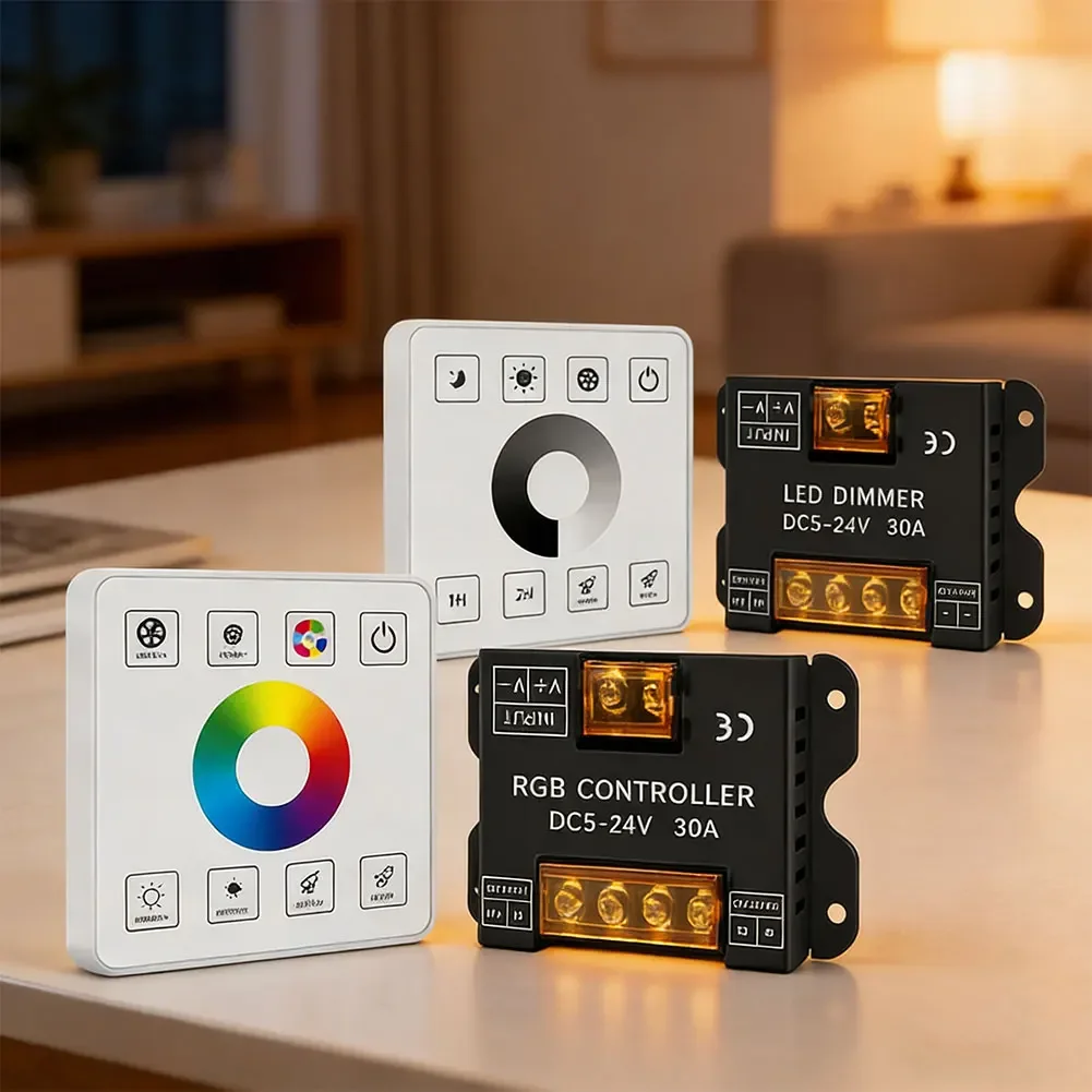 LED Strip RF Touch Panel 30A High-power Controller Color LED Strip Light Dimmer CCT RGB Home Lighting