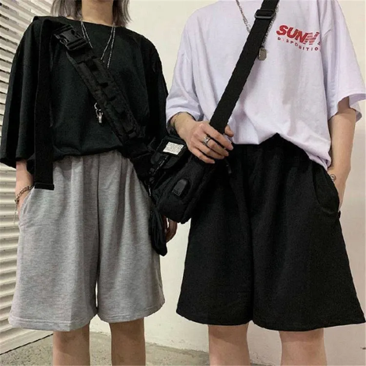 

Women Shorts Summer Elastic Waist Korean Style Short High Waist Pants Fitness Running Shorts Harajuku Loose Casual Large Sports