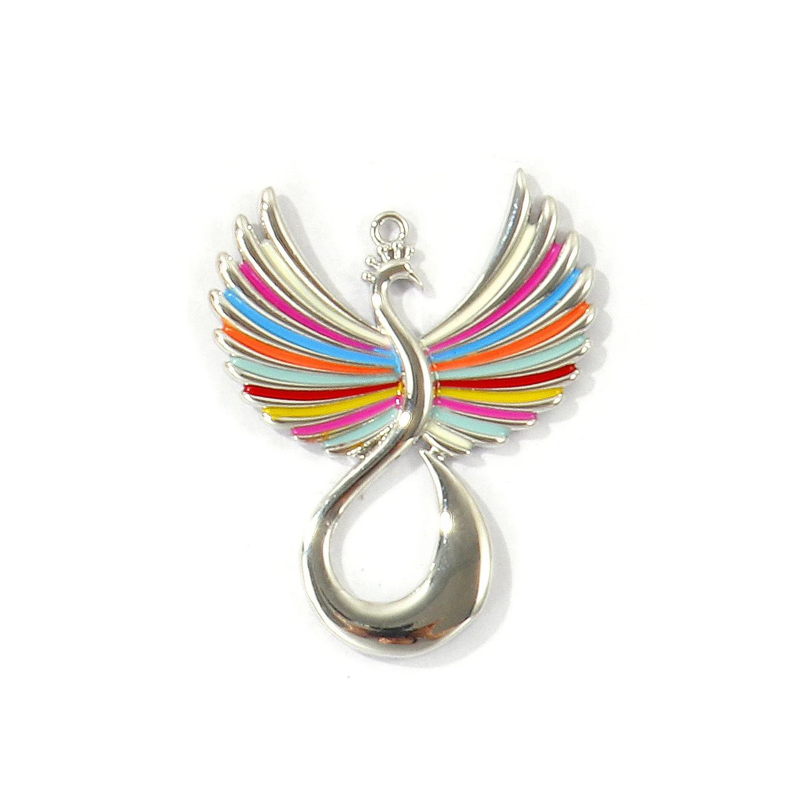 1 Stück Mehrfarbiger Emaille-Phönix-Anhänger, Mythisches Tier, Messing-Charms für DIY-Halsketten, Ohrringe, Schmuckherstellung, Großhandel, 4x3,3 cm – Detail 12