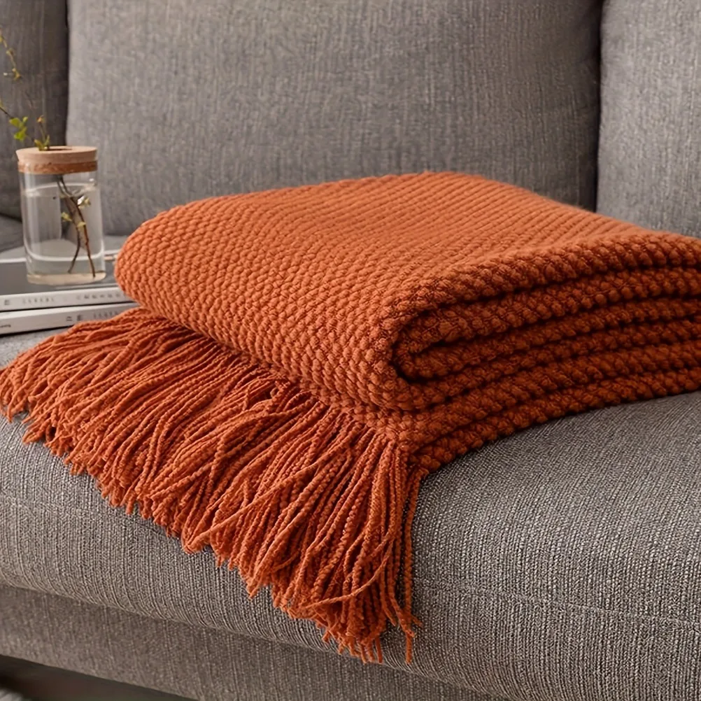Bohemian Style Tassel Blanket Autumn Winter Travel Office Sofa Cover Blanket Nap Warm Blanket Large Size Knitting Workmanship