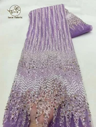 Tissu de dentelle de marié français pour femmes, tulle africain, paillettes, dentelle perlée nigwin, robes de mariée, haute qualité, 2024