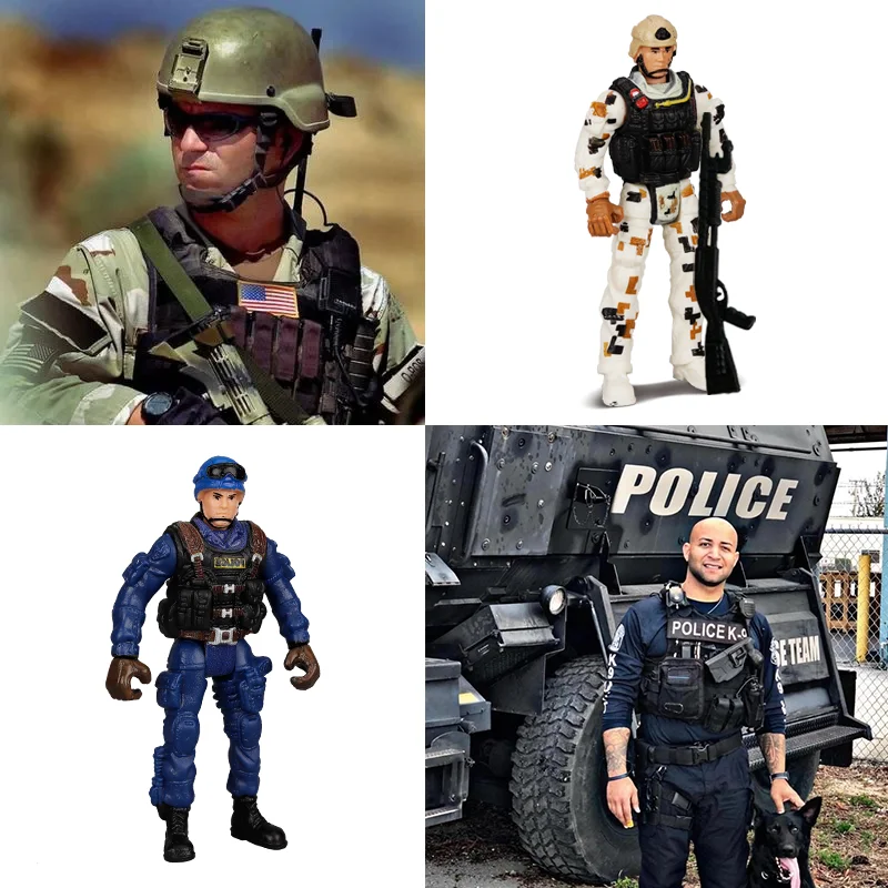 Warrior Elite Force Military Action Figure Brinquedos para Crianças, Soldados de Neve, Marinha, Homem Móvel do Exército com Arma, Menino Presentes, 1:18, 6Pcs