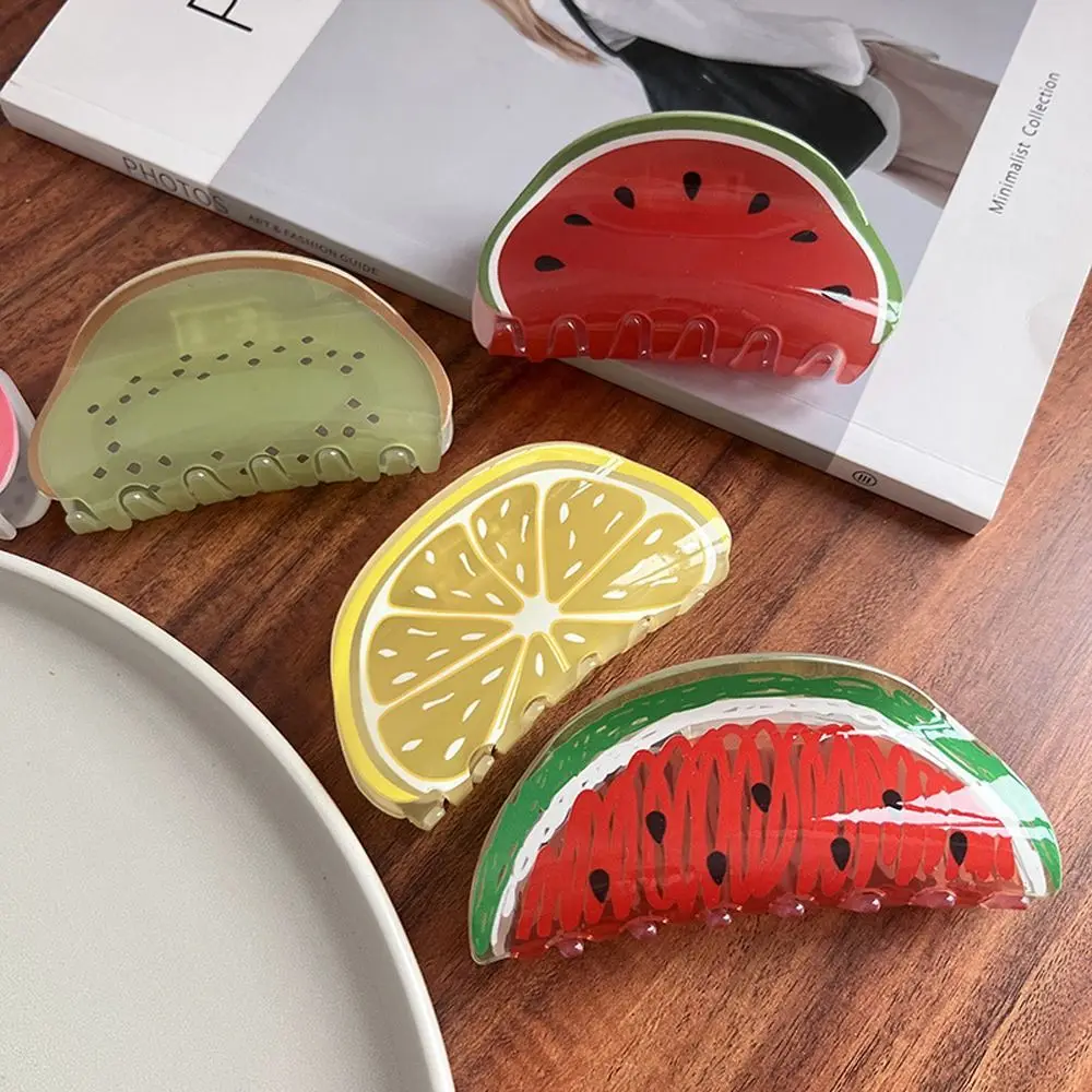 

Girls Hairpins Orange Hairgrips Srawberry Pitaya Hair Crab Clip Korean Hair Clips Women Shark Clip Watermelon Fruits Hair Claw