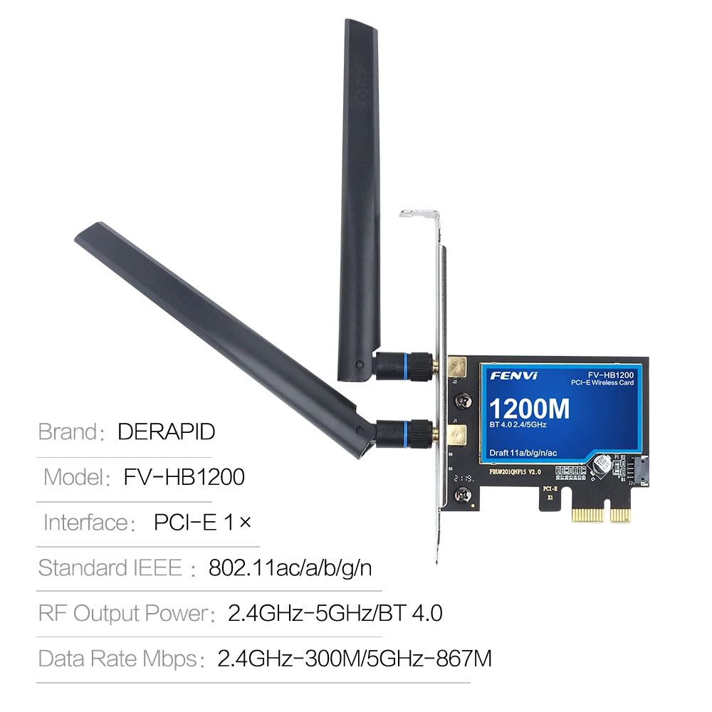 1200Mbps For Broadcom BCM94360CS2 Desktop PCIWireless Adapter WLAN Wi-Fi Card With BT4.0  2.4G/5GHz For Hackintosh