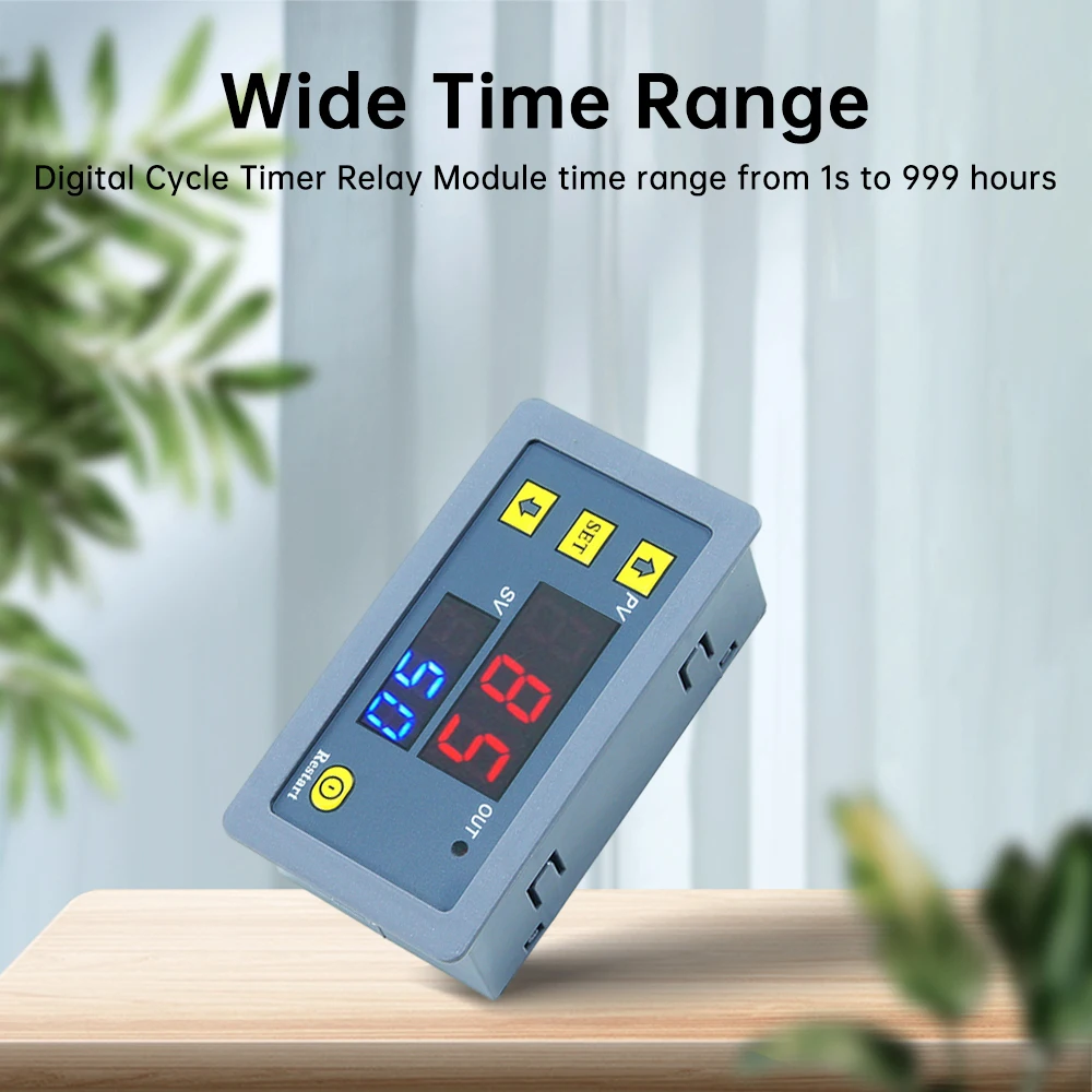 T3230 Time Relay Module Cycle Timing Delay Relay Adjustable Timing Relay Switch Red/Blue LED Display DC 12V DC 24V, AC110-220V