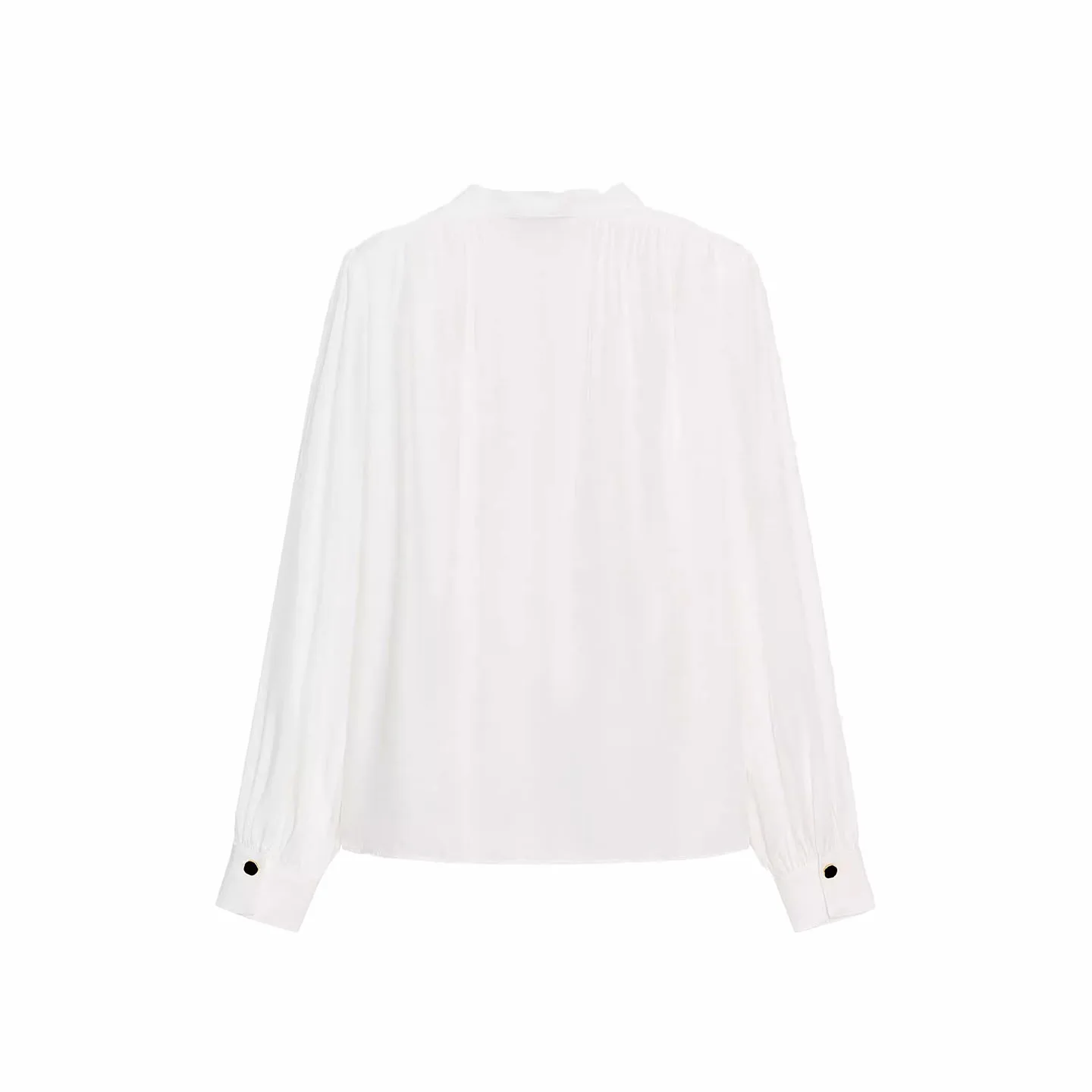 قميص نسائي عصري من زادايتا بأكمام طويلة وياقة مطوية، تصميم جديد لعام 2025، قصة فضفاضة وطول أكمام عادي #3