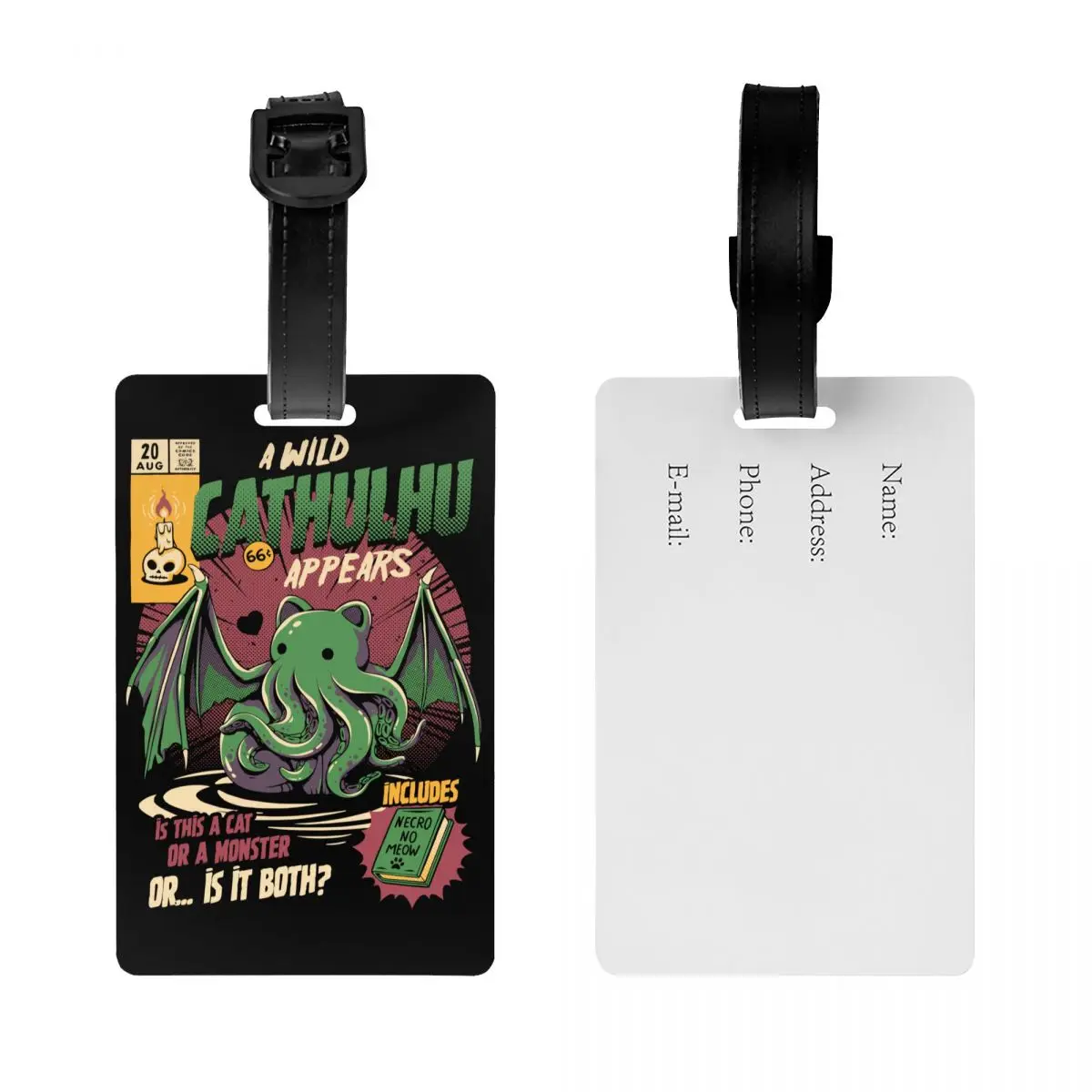 A Wild Cthulhu Bagagem Tag, Proteção de Privacidade, Gato ou Monstro, Kaiju, Filme Lovecraft, Bagagem Tags, Travel Bag Labels, Mala