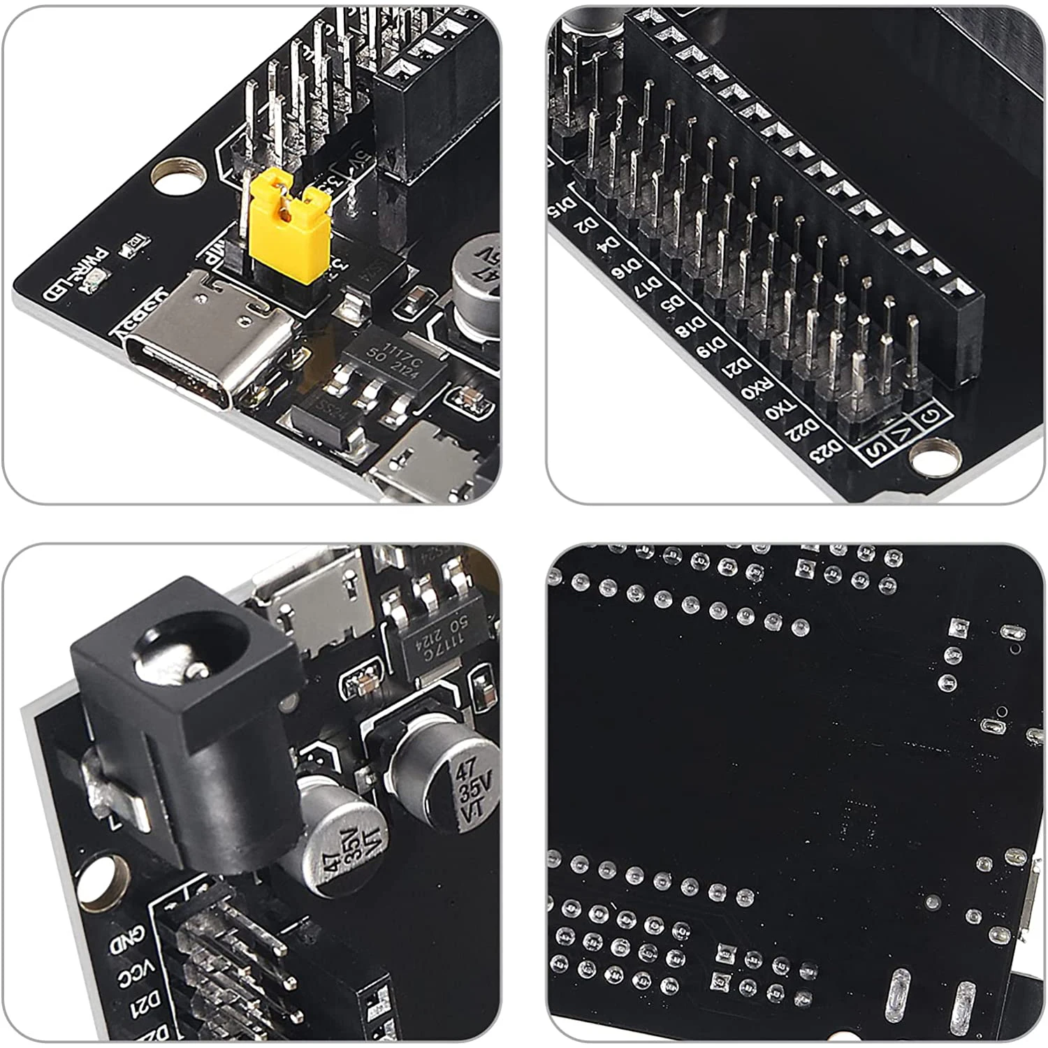 30Pins ESP32 Expansion Board Type-C USB and Micro USB CH340C WiFi+Bluetooth Ultra-Low Power Dual Core ESP-WROOM-32 ESP32