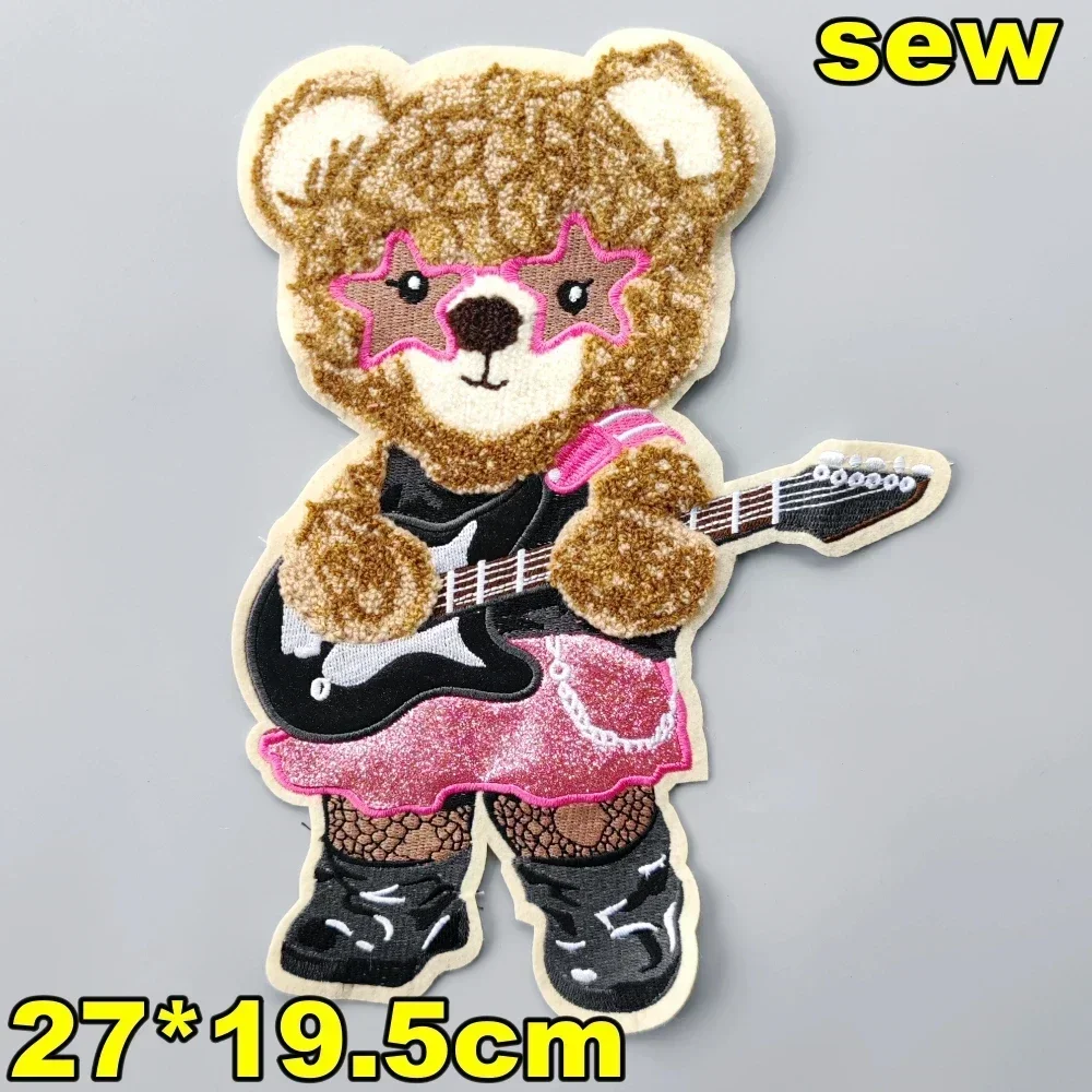 Embroidery New Fashion Big Bear Patch,Animal Cartoon Boy Appliques,chenille Bears Girls Badges,Patches for Clothing WF2310162