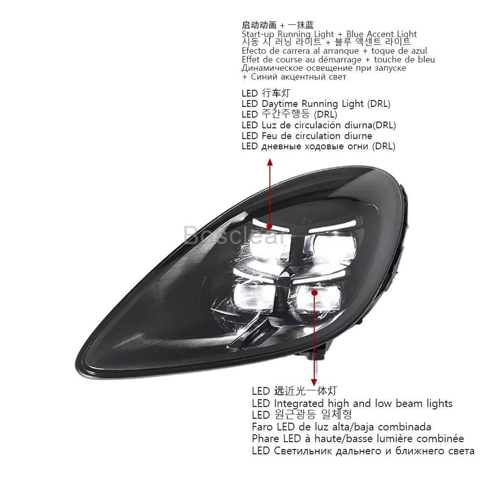 Car Lights For Porsche 718 GT4 LED Headlight 2016 2017 2018-2023 HeadLamps Assembly DRL Dynamic Signal Lamp Automotive Accessor