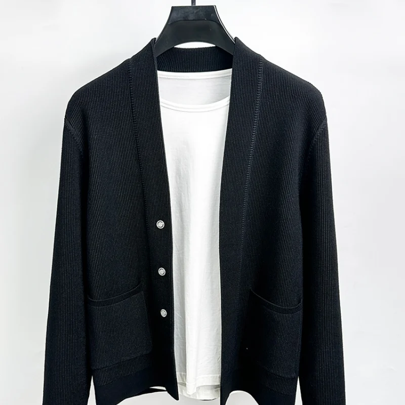 Men's New High quality Autumn Sweater Cardigan Brand V-neck Knitwear Trendy Coat Casual Fashionable Shawl Pullover Men's wear
