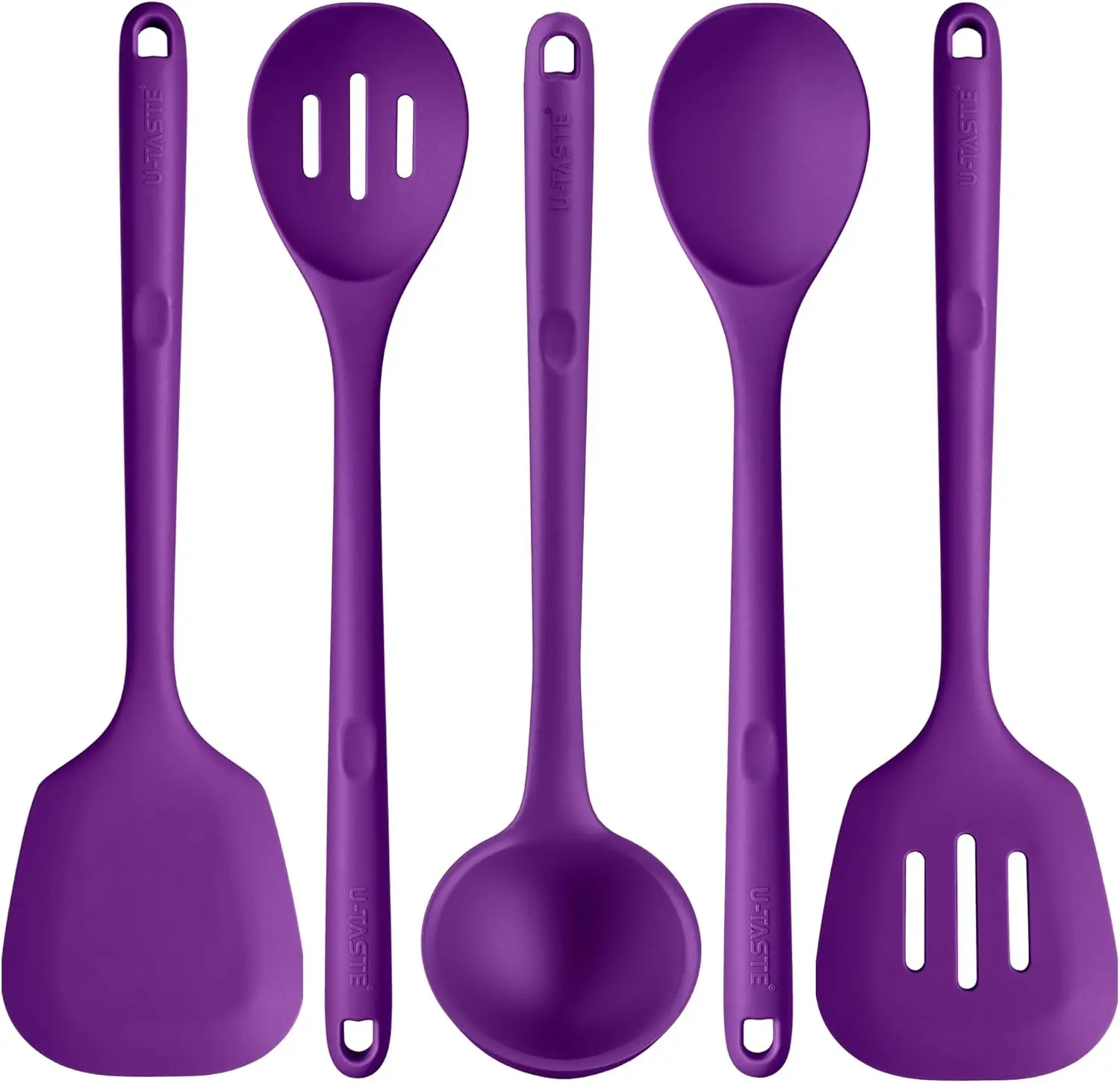 

Heat-Resistant Silicone Kitchen Utensil Set, 5-Piece Purple Non-Stick Tools for Cooking, Stir-Frying, Serving