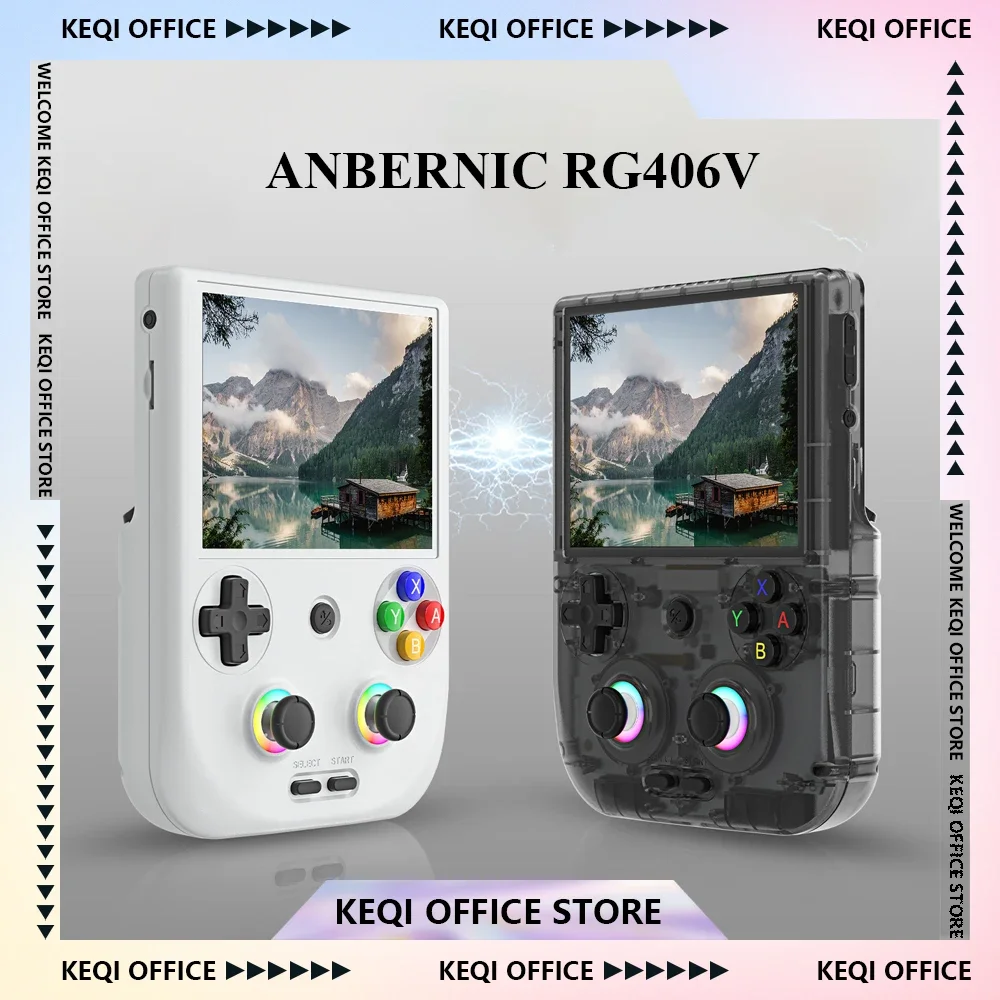 RG406V Retro Handheld Game Console IPS 4 Inch Screen Multi Touch 960x720 RGB Light Android 128/256G Card 8000+ Games man gifts