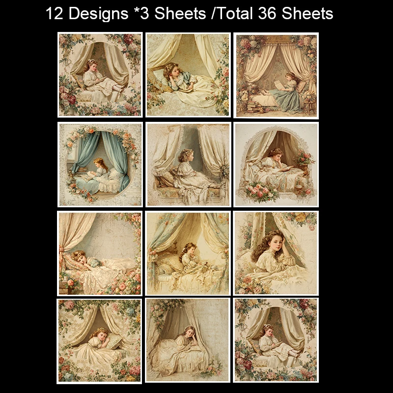 36 hojas de papel para álbum de recortes de 6 "x 6": impresiones de azulejos de mosaico para álbumes de recortes, decoración DIY de origami y bohemios, elegante juego de manualidades