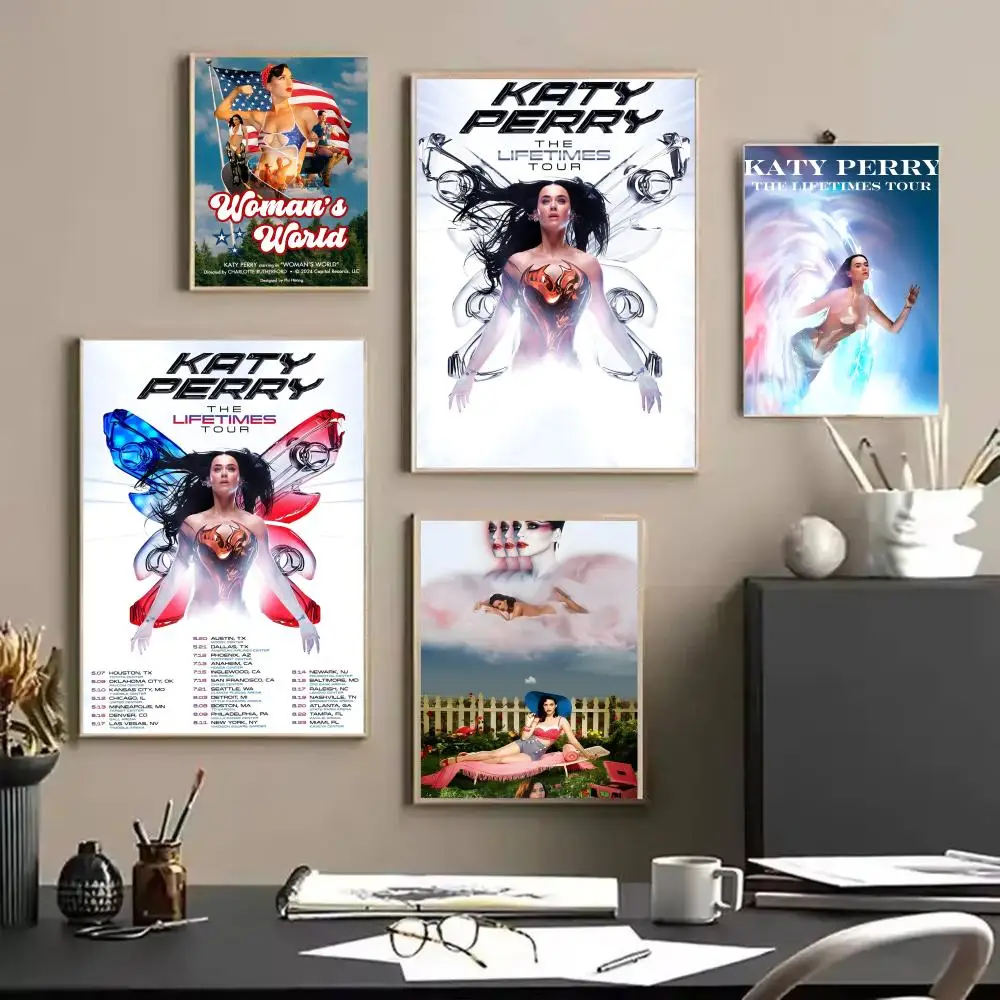 Singer K_Katy P_Perry Magazine Poster Decorative Wall Art Stickers Mural Photo Print for Home Living Room Hallway Decor Gift