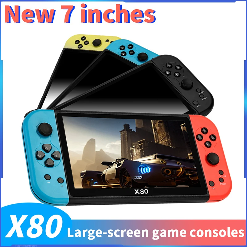 New X80 7-inch Handheld Game Console Color Screen Ps1 Emulator Hd Nostalgic Handheld Ps1 Emulator Hd Quad Core Output Game Gift