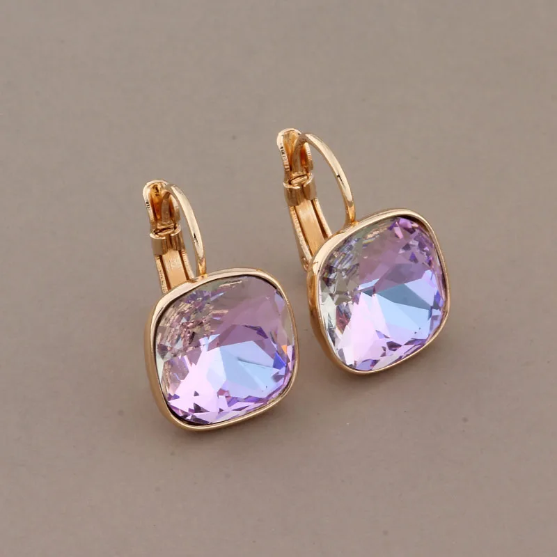 New Trend Gold Color Square Earrings for Women Unusual Colorful Dangle Earrings Luxury Quality Jewelry