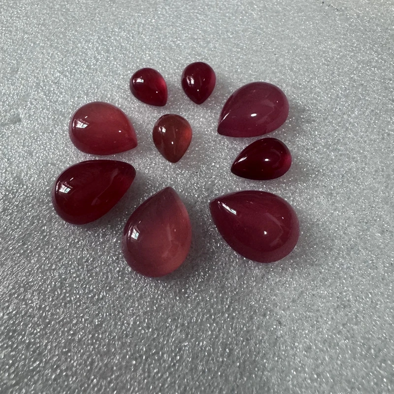 

Wholesale 5pcs/pack Genuine Peach Red Carnelian Agate Bead Pear Drop10x14mm 15x20mm Gemstone Cabochon Ring Face For Jewelry