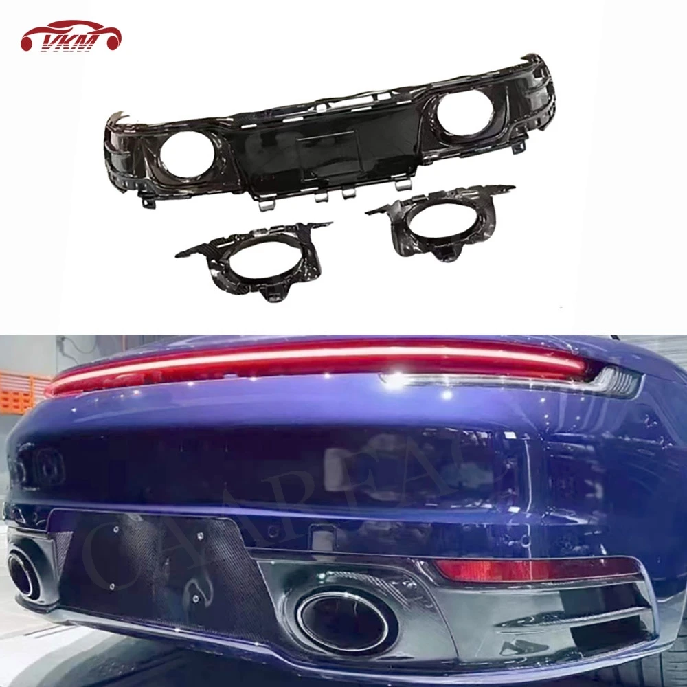 Dry Carbon Fiber Car Rear Bumper Diffuser Spoiler for Porsche 911 Carrera Standard 2019-2023 FRP Guard Protector Accessories