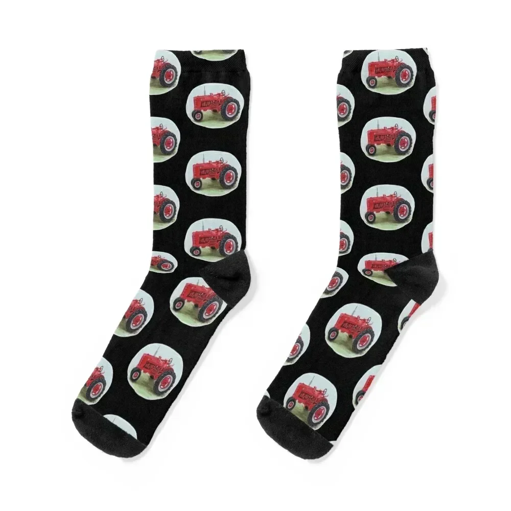 

Farmall Tractor (black background) Socks Sports gift christmass gift Christmas Luxury Woman Socks Men's