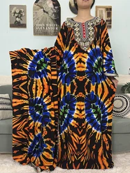 Mslim Abayas For Women Cotton Embroidery Printed Long Sleeves Loose Femme Robe African Boubou Dresses With 150x165cm Shawl Scarf