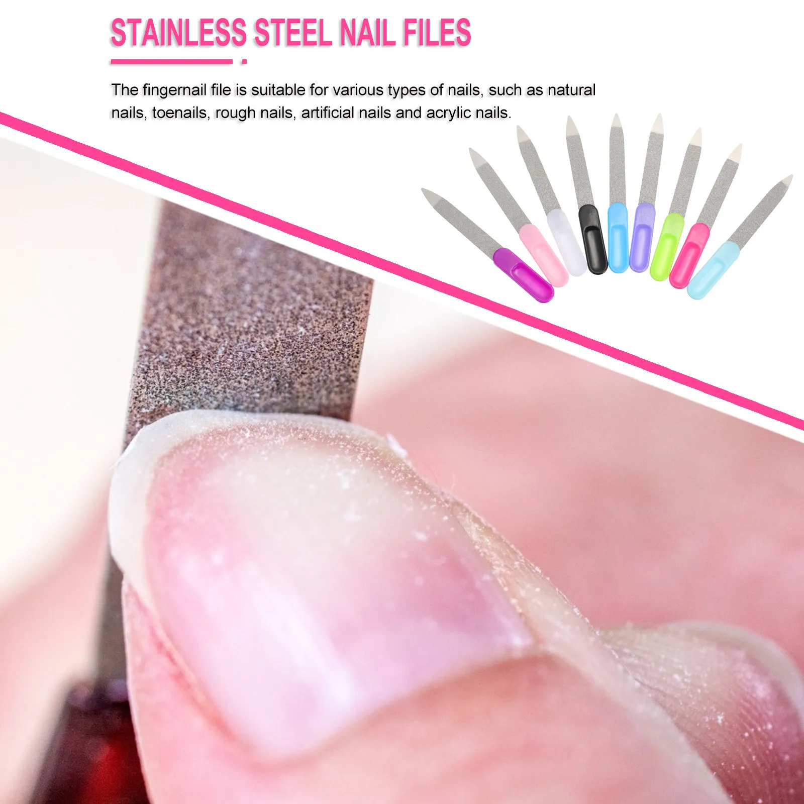 

27Pcs Stainless Steel Nail Files for Manicure Pedicure Cuticle Removal Natural Artificial Acrylic Nails Buffing Polishing Nail