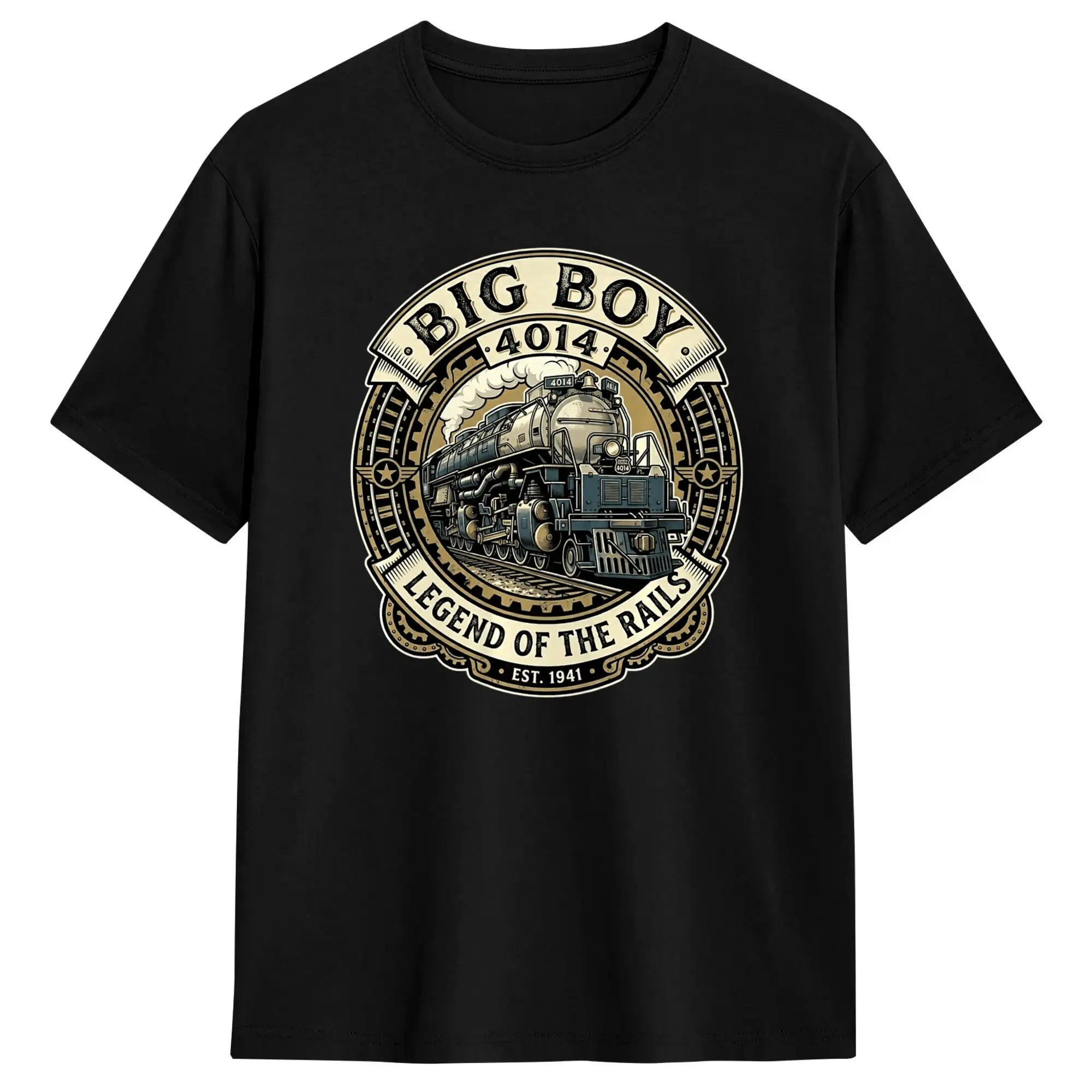 Camiseta Big Boy 4014 con diseño de locomotora de vapor, camiseta Vintage de ferrocarril, camisetas divertidas de verano, camiseta novedosa de algodón para hombre