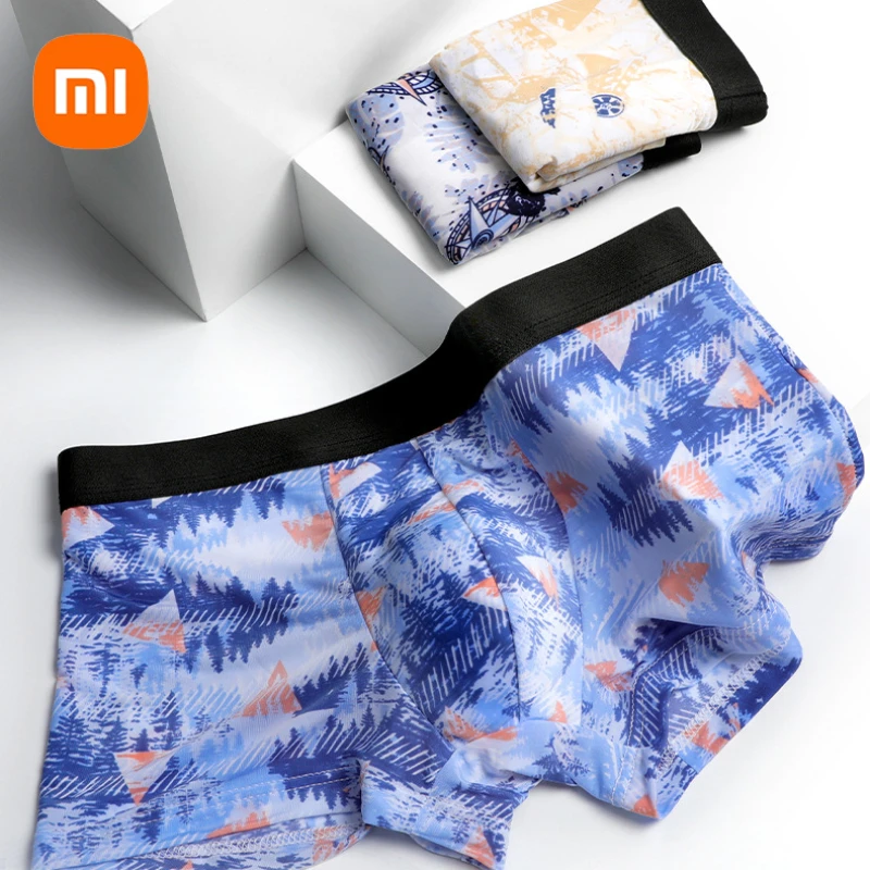 Xiaomi Men Underwear Ice Silk Thin Style Breathable Printing Four Cornered Shorts Quick Drying Shape Antibacterial Boxing Shorts