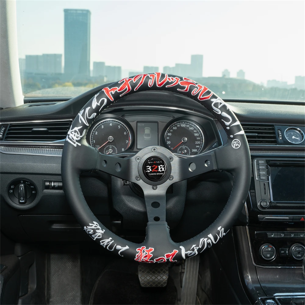 

326 3 Spokes Quick Release Racing Steering Wheel 320mm Leather Embroidery Simulation steering wheel For Game