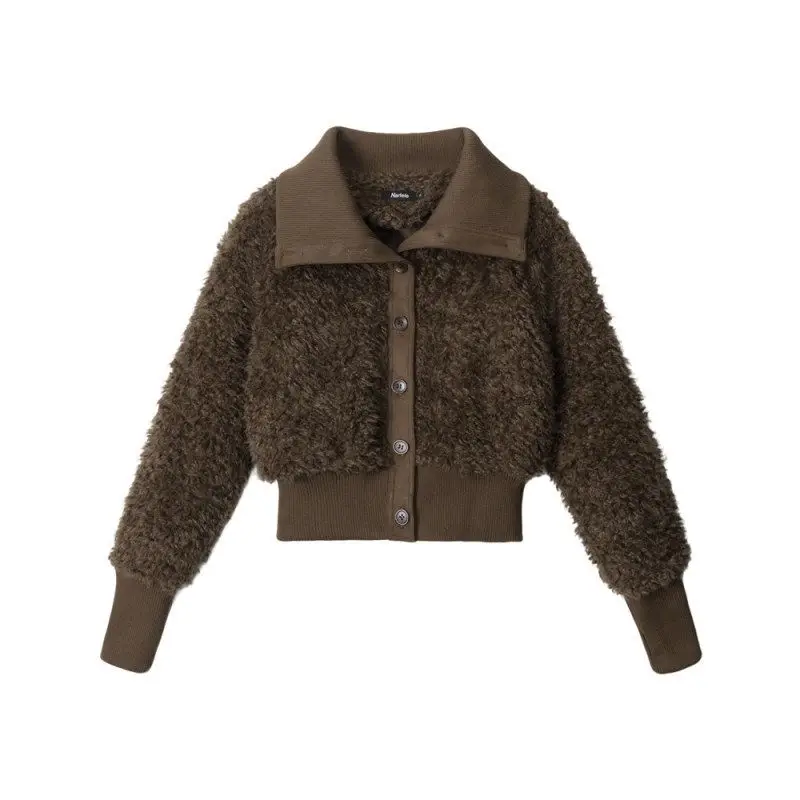 HeyHenry American Sle ort Thiened abrigo de lana para mujer cálido relleno de algodón que cubre la cintura Jaet de invierno Color puro