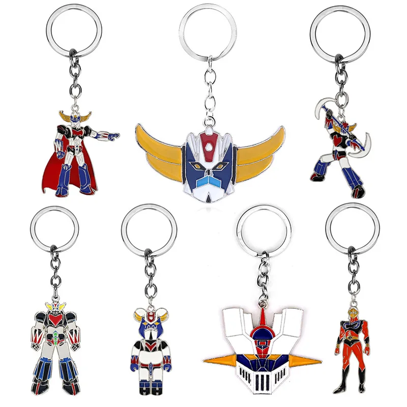 Anime Mazinger Z Metal Keychain UFO Robot Grendizer Logo Pendant Choker Car Keyring Men Boy Jewelry Gift