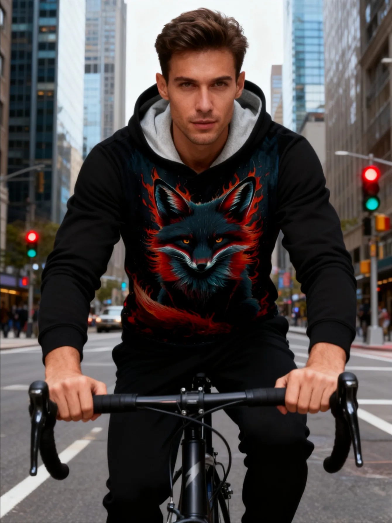 Traje deportivo con capucha y impresión digital para hombres europeos y americanos: tela de sudadera agradable para la piel de alta calidad