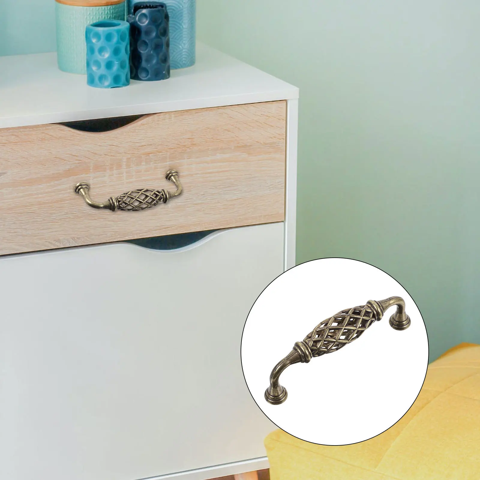 5 قطعة قفص العصافير الحديد نمط مقابض سحب خمر الباب يسحب للأثاث درج مقابض للخزانة تصميم سبائك الزنك