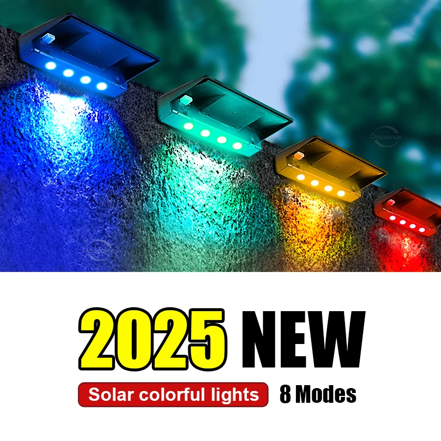 

LED Solar Lights Outdoor Waterproof Solar Wall Lamp 8 Modes Illuminate Garden Fence Decoration Sunlight Powered Lamp Patio Stair