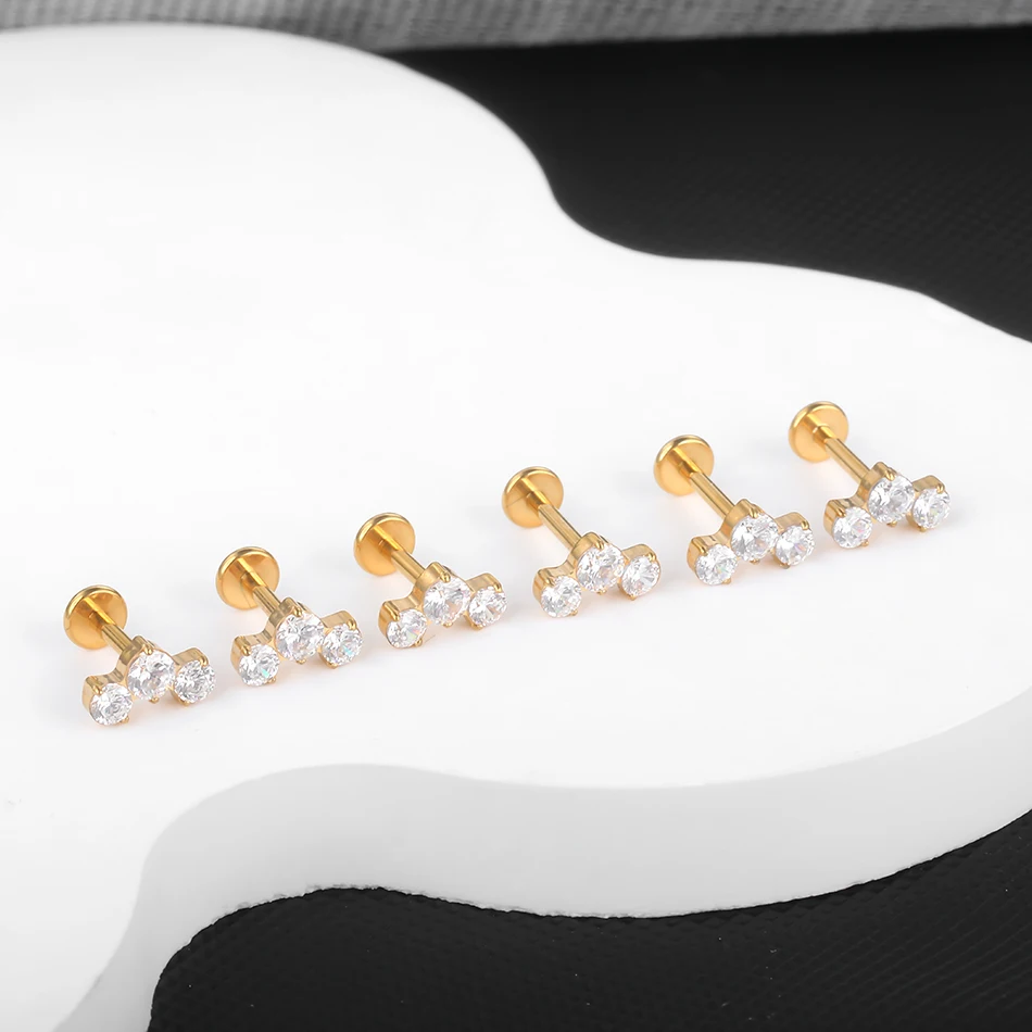 1PC 16G Titanium Helix Piercings CZ Labret Lip Rings Crystal Ear Cartilage Tragus Conch Daith Lobe Piercings Women Jewelry 16G