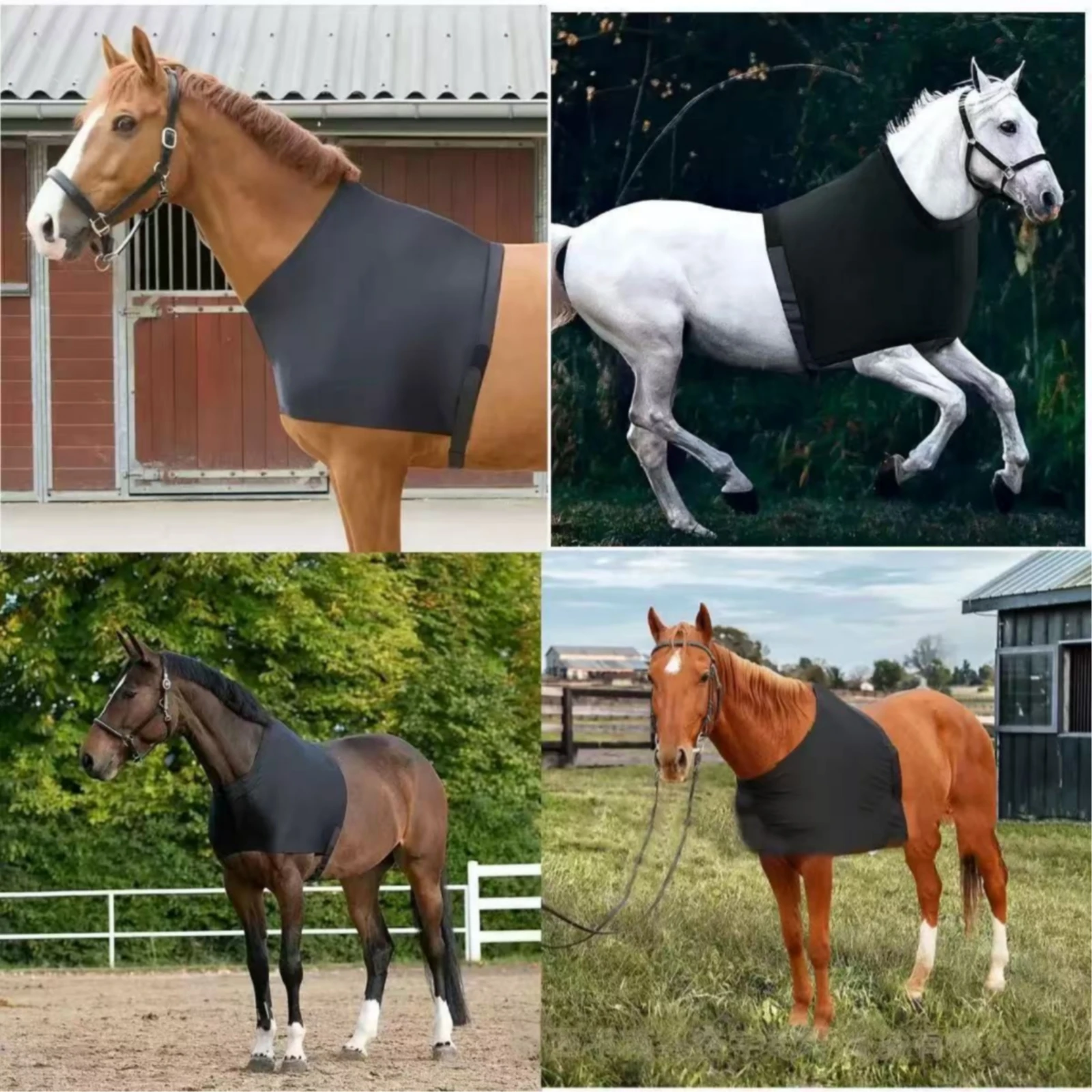 Horse Vest with Belly Band Comfortable Horse Safeguarding Vest Chest Protector Stretchy Tack Soft for Horses, Stable, Turnout