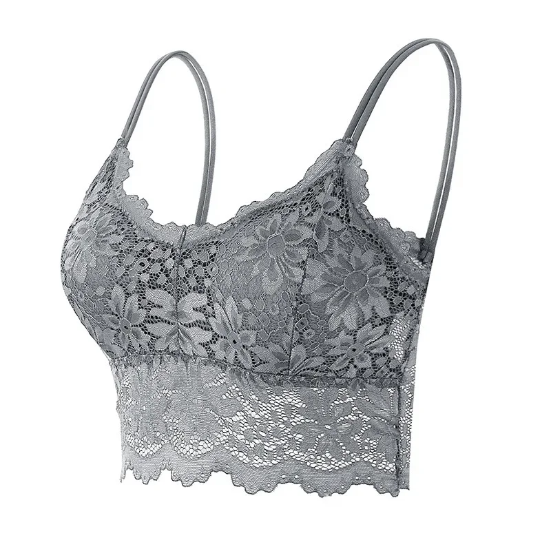 Plus size sem alças sutiã de renda feminino sutiã sem fio acolchoado colete colheita topos espartilhos tentação sem costura roupa interior sexy bralette ropa