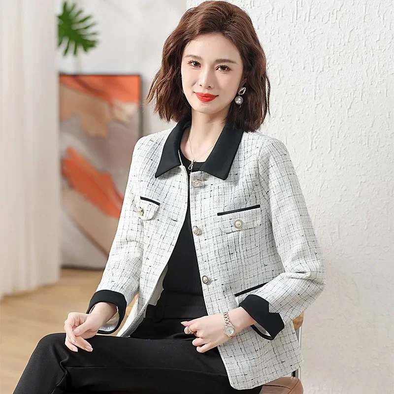 

NEW Office Lady Fashion Cardigan Blazer Coat Spring Autumn Versatile Long Sleeve Temperament Women All-match Casual Jackets