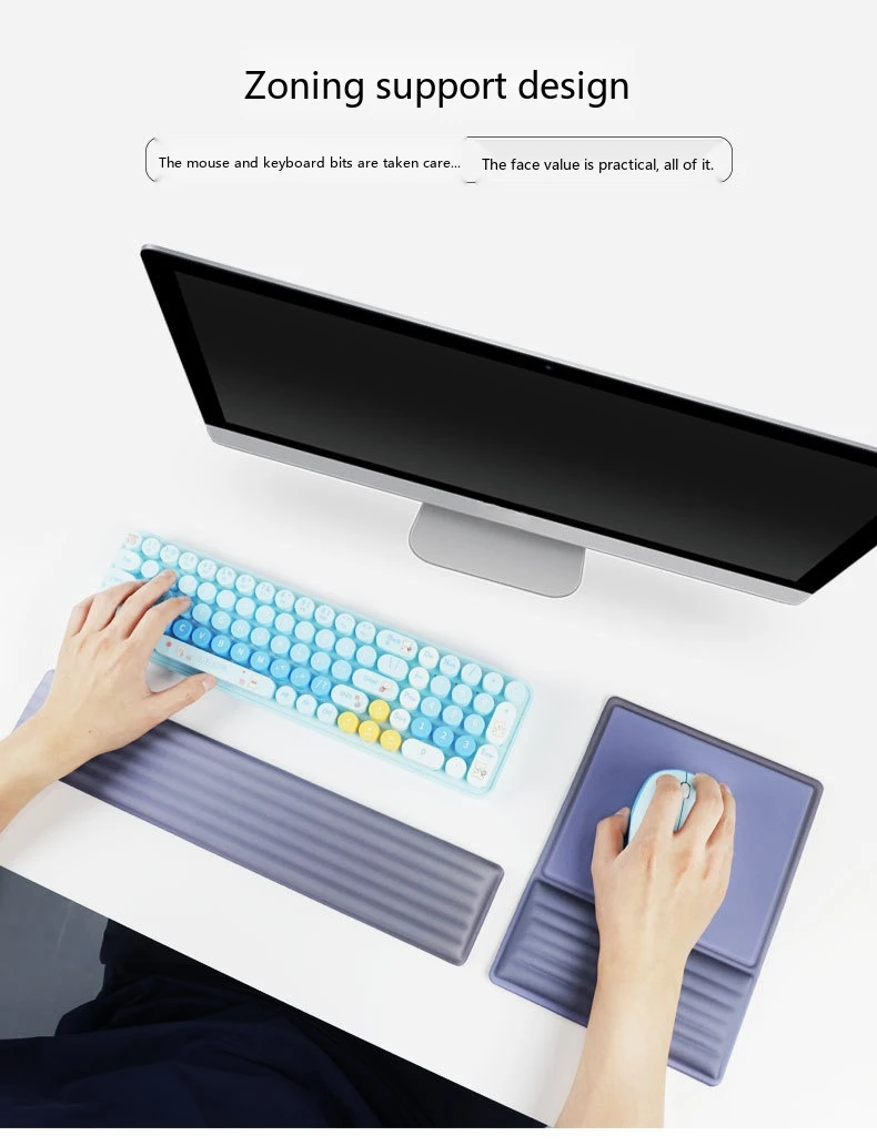 Schaumstoff-Handgelenkauflage Tastatur-Pad-Set 6 Farben Büro Gaming Weiche Ergonomische Rutschfeste Schreibtischunterlage – Detail 4