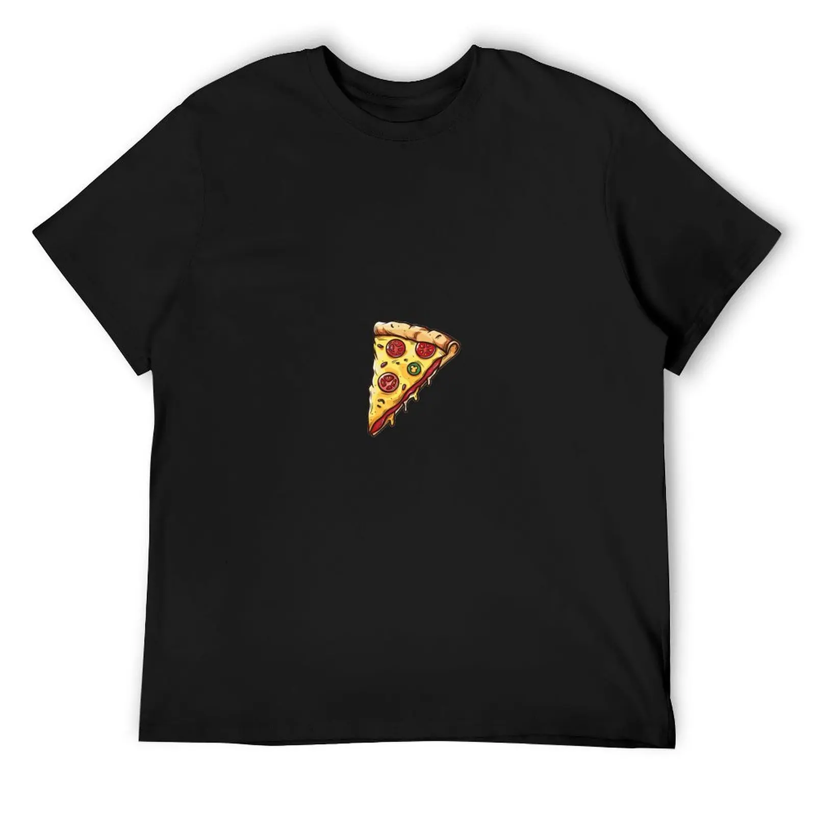 

Colourful Digital Cartoon of a Pizza Slice T-Shirt baggy shirts plus size clothes anime cute tops black t shirts for men