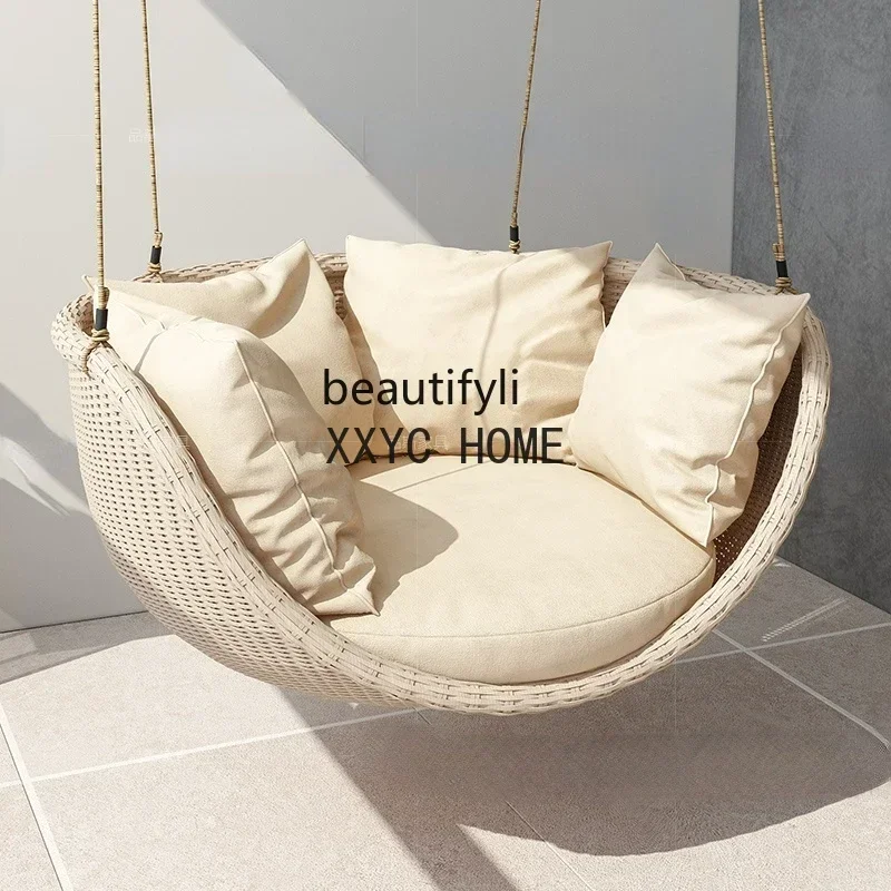 Yj Columpio para exteriores, cesta planeadora, balcón interior, sillas de ratán de ocio, silla de mimbre para terraza, mecedora nórdica individual para interiores