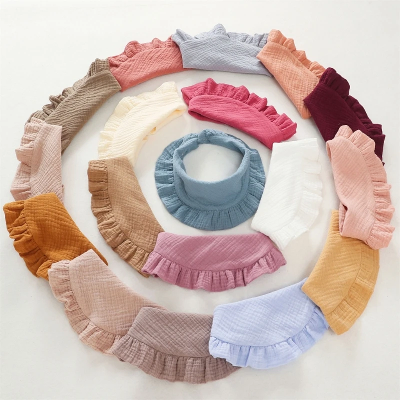 

New Cotton Gauze Baby Bib Solid Color Ruffle Infants Saliva Towel Newborns Burp Cloth Baby Drooling Feeding Bibs Baby Stuff