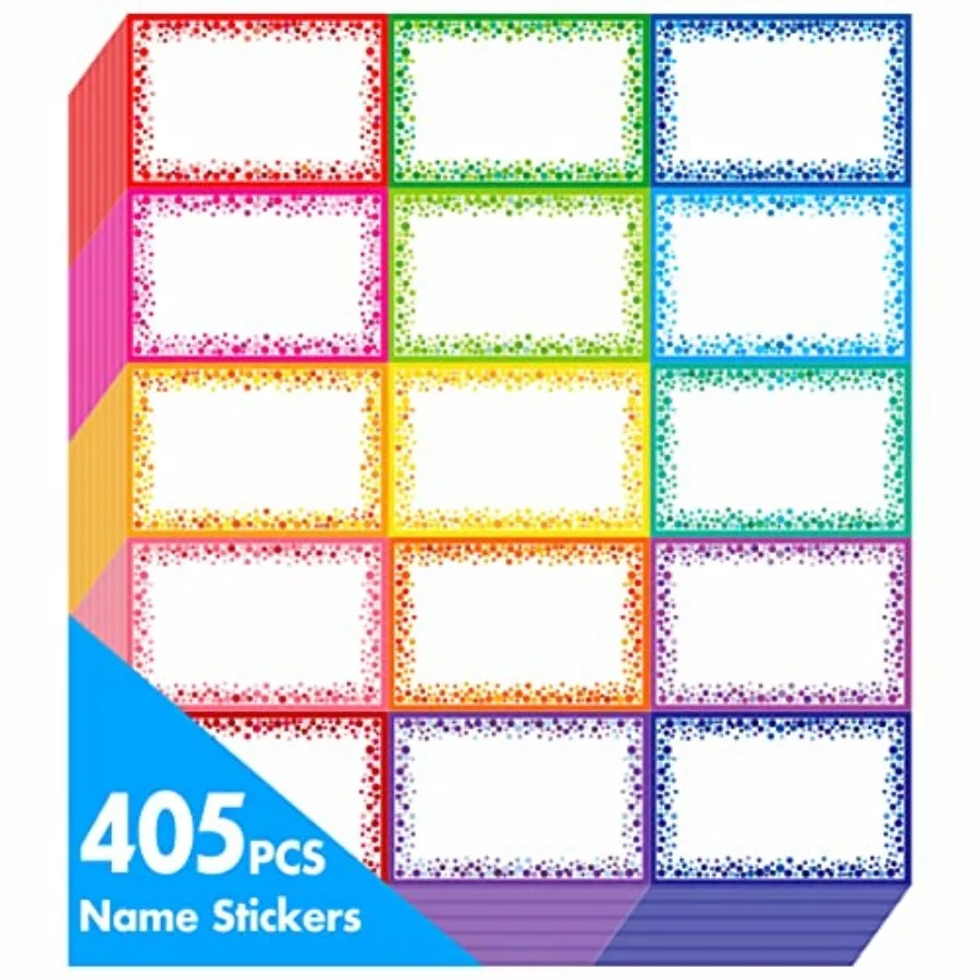 

405pcs Name tag Labels, Name Badge with Permanent Adhesive Writable Name Tag Stickers for School Office Home Each Measures 3" x
