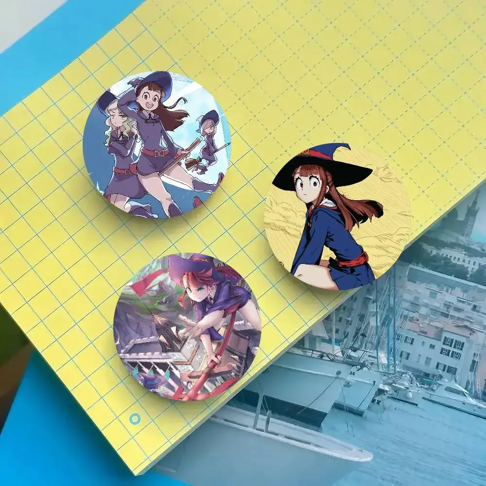 Anime L-Little W-Witch Academias Badge Tinplate Meme Round Brooch For Hat Bag Creative Lapel Jewelry Accessories Gifts