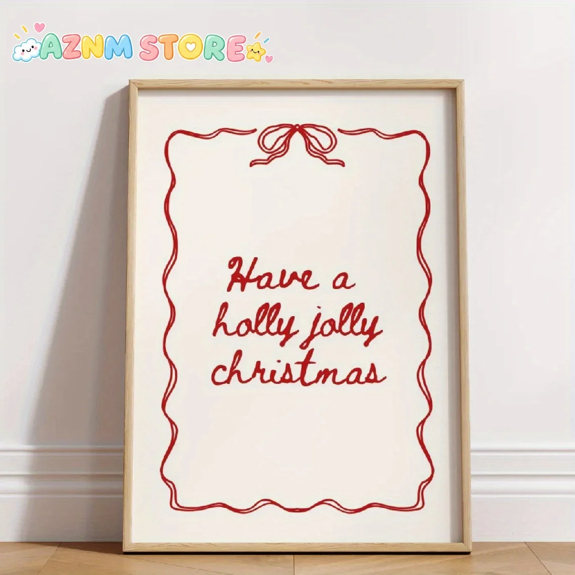 1pc, Wall Art, Vintage Poster, Stylish Christmas Logo Art Print, Simple Red Quote Wish You a Merry Christmas Canvas Painting,